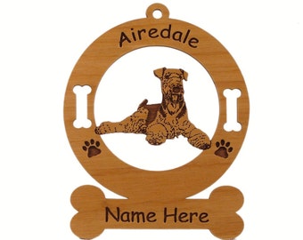 1089 Airedale Down Dog Ornament Personalized with Your Dog's Name