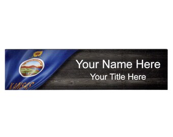 2 x 8 Kansas State Flag Design Name Plate Personalized with Up to 2 Lines of Text