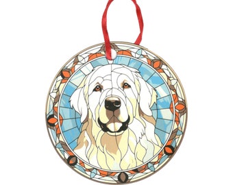Great Pyrenees Stained Glass Design Holographic Ornament