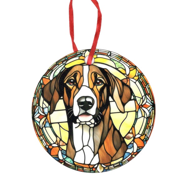 Plott Hound Stained Glass Design Holographic Ornament