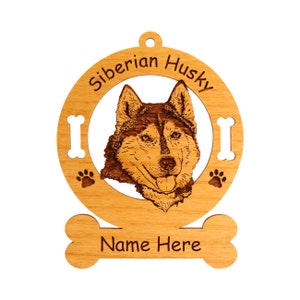 3980 Siberian Husky Head#3 Dog Ornament Personalized with Your Dog's Name