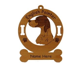 3157A English Pointer Head Dog Ornament Personalized with Your Dog's Name