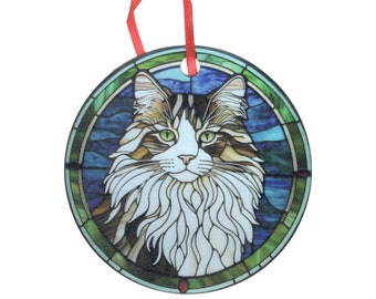 Maine Coon Cat 2 Design Holographic Cat Ornament