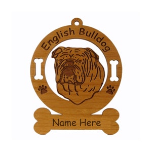 English Bulldog Head Dog Ornament Personalized with Your Dog&#39;s Name 3131
