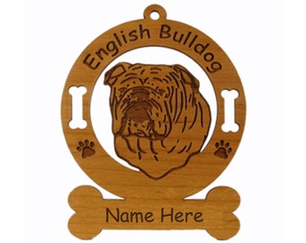 3131 English Bulldog Head Dog Ornament Personalized with Your Dog's Name