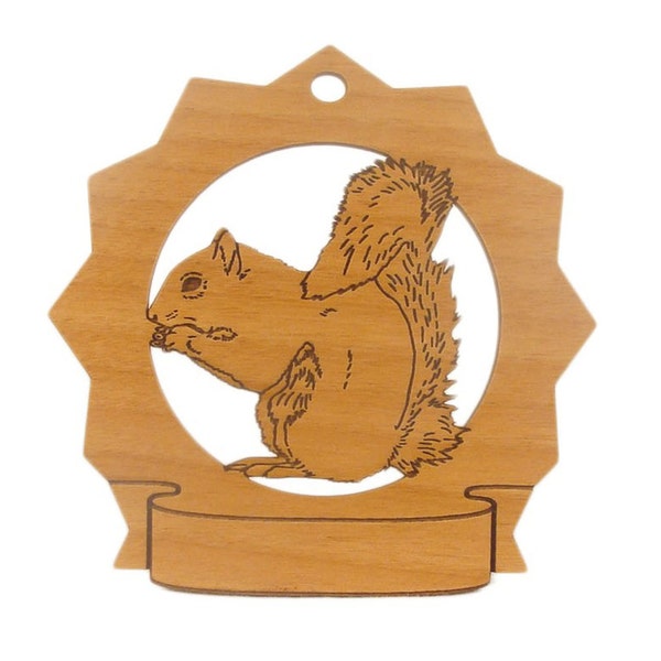 Squirrel Personalized Alder Wood Ornament