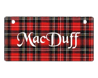 Red Plaid Design Crate Tag Personalized with Your Dog's Name