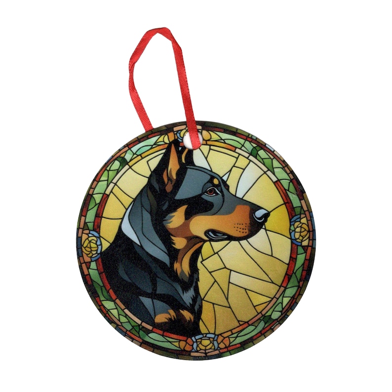 Beauceron Stained Glass Design Holographic Ornament image 1