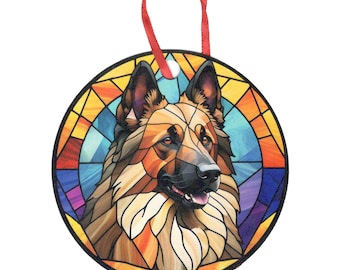 Belgian Tervuren 2 Stained Glass Design Holographic Ornament