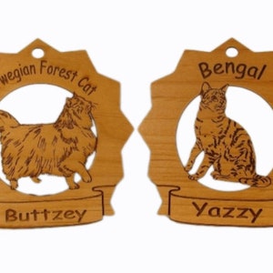 Somali Cat Wood Ornament 087419 Personalized With Your Cat's Name image 2