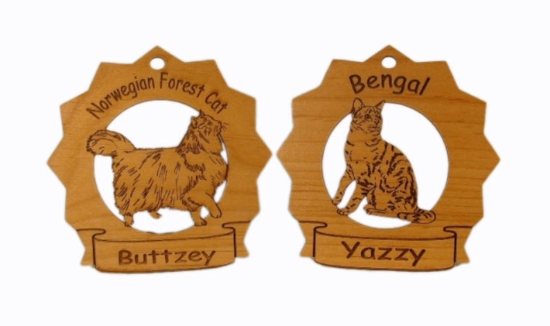 Somali Cat Wood Ornament 087419 Personalized With Your Cat's Name image 2