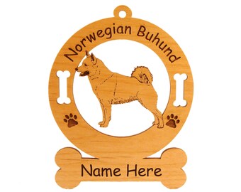 Norwegian Buhund Standing #3 Ornament Personalized with Your Dog's Name