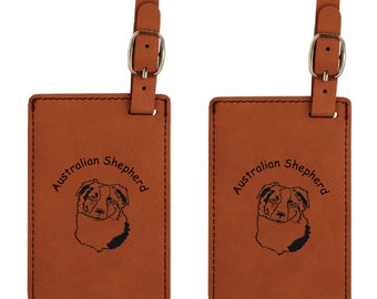 Australian Shepherd Head Luggage Tag 2 Pack L1385