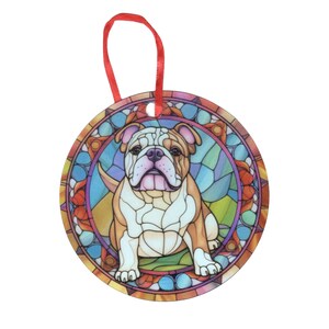 Bulldog Sitting Design Holographic Dog Ornament