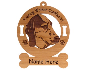 4188 Treeing Walker Coonhound Head  Dog Ornament Personalized with Your Dog's Name