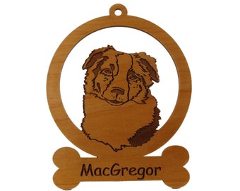 Australian Shepherd Head Ornament 081385 Personalized With Your Dog's Name