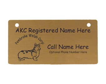 2198 Pembroke Welsh Corgi Crate Tag Personalized with Your Dog's Name