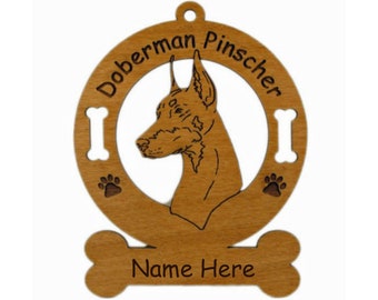 3075 Doberman Pinscher Head Dog Ornament Personalized with Your Dog's Name