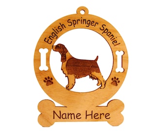 Adorno de perro de pie Springer Spaniel inglés personalizado con el nombre de tu perro 3165
