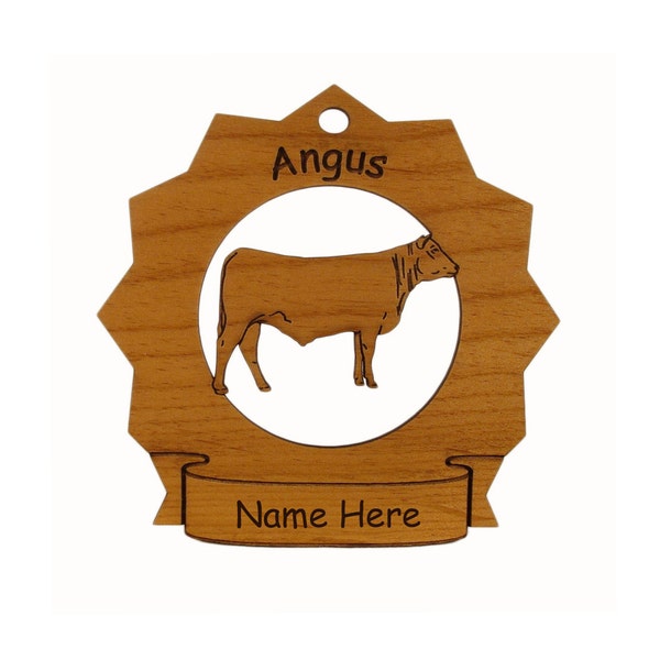 Angus Cow Wood Ornament Personalized with Your Cow's Name
