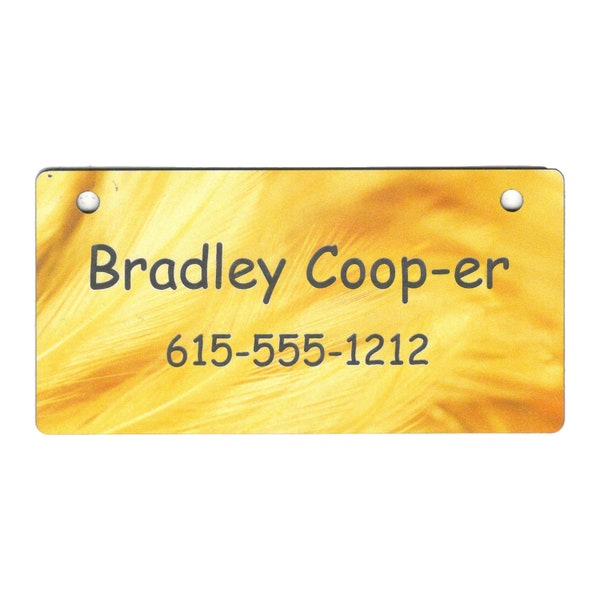 Bright Yellow Feathers Design Crate Tag Personalized with Your Dog's Name