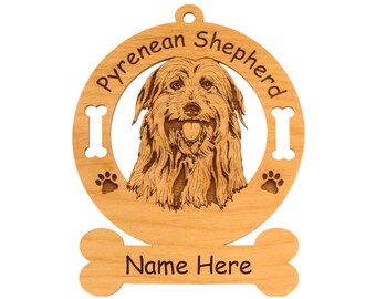 3797 Pyrenean Shepherd Head Personalized Ornament Personalized with Your Dog's Name