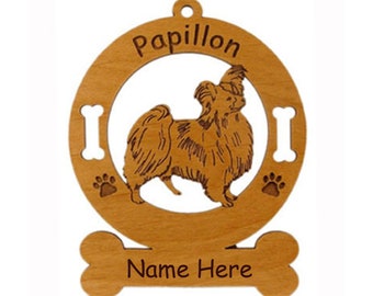 3656 Papillion Standing #2 Dog Ornament Personalized With Your Dog's Name