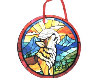 Cayote Stained Glass Design Holographic Ornament