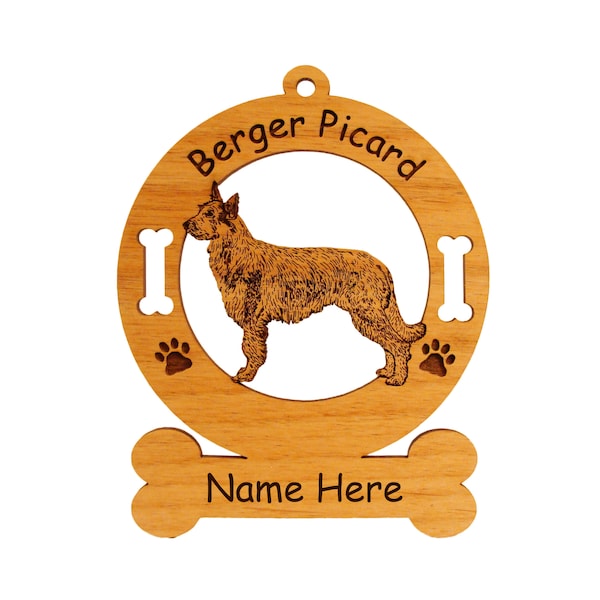 1707 Berger Picard Standing #2 Dog Ornament Personalized with Your Dog's Name