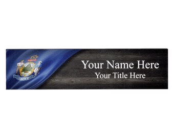 2 x 8 Maine State Flag Design Name Plate Personalized with Up to 2 Lines of Text