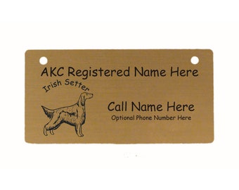 Irish Setter Crate Tags  Choice of 2 Designs -Personalized with Your Dog's Name