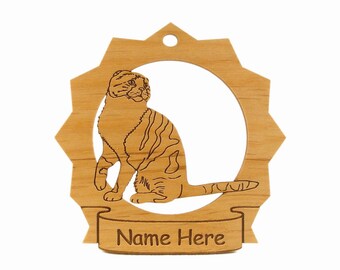 Scottish Fold Cat Wood Ornament 087365 Personalized With Your Cat's Name