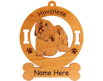 3348 Havanese Standing Angled Dog Ornament Personalized with Your Dog's Name