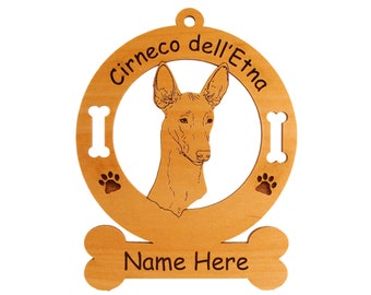 2132 Cirneco dell' Etna Head Dog Ornament  Personalized with Your Dog's Name