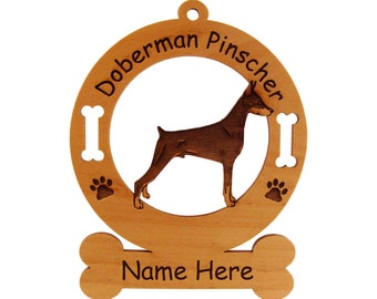 Doberman 3085 Standing Dog Ornament Personalized with Your Dog's Name