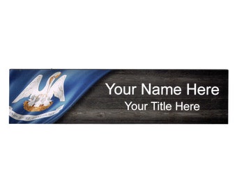 2 x 8 Louisiana State Flag Design Name Plate Personalized with Up to 2 Lines of Text