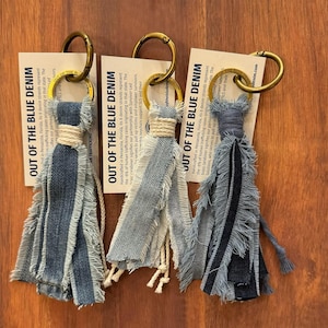 Out of the Blue Denim Sustainable Denim Keychain With Brass