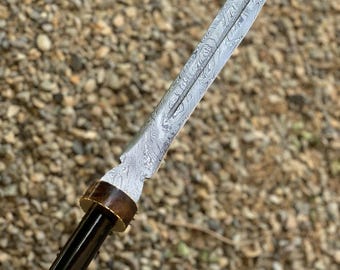 Hand-Forged Damascus Spartan Spear - 300 Spartan Ottoman Viking Style with Leather Sheath