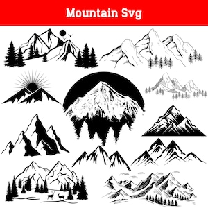 Mountain svg, nature scene svg, outdoor svg, camping svg, mountain clipart, forest svg, landscape svg, adventure svg, mountain silhouette