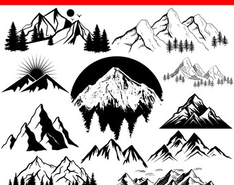 Mountain svg, nature scene svg, outdoor svg, camping svg, mountain clipart, forest svg, landscape svg, adventure svg, mountain silhouette