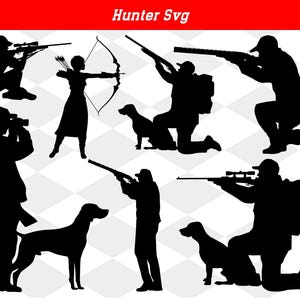 Svg chasseur, chasse svg, clipart chasseur, vecteur de chasseur, chasseur cricut, clipart chasse, silhouette de chasseur, chasseur coupe fichiers, png chasseur
