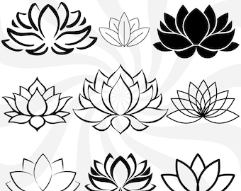 Flor de lótus svg, clipart de lótus, meditação svg, silhueta de lótus, mandala de lótus, arquivos de corte de lótus, hinduísmo svg, flor de lótus png