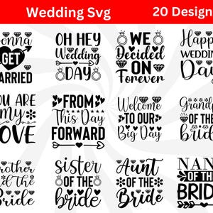 Wedding Svg, Wedding Quotes Svg, Bride Groom Svg, Marriage Svg, Engagement Svg, Wedding Clipart, Wedding Cut File, Wedding Png