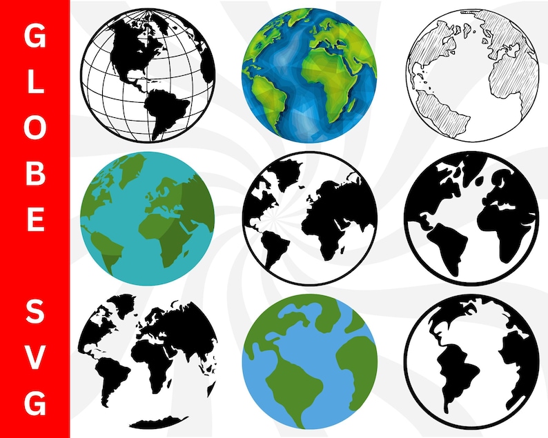 Globus svg, Weltkugel svg, Globus Silhouette, Globus Clipart, Erde svg, Erdesilhouette, Globus Cricut, Erde Vektor, Globus png, Globus svgs Bild 1