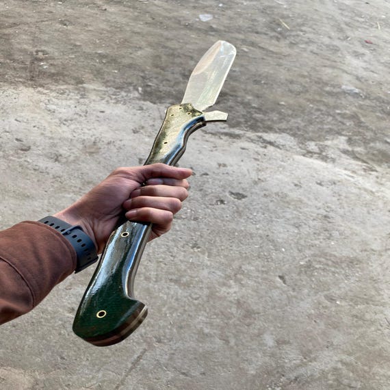 30" Handmade Viking Hunting Spear - High Carbon Steel Blade, Green Micarta Handle, Leather Sheath, Custom Black/Brown Sheath, Gift for Him,