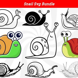 Paquete de caracoles SVG, caracol PNG, silueta de caracol, vector de caracol, archivos de corte de caracol, clipart de caracol, caracol lindo SVG, paquete de caracol PNG