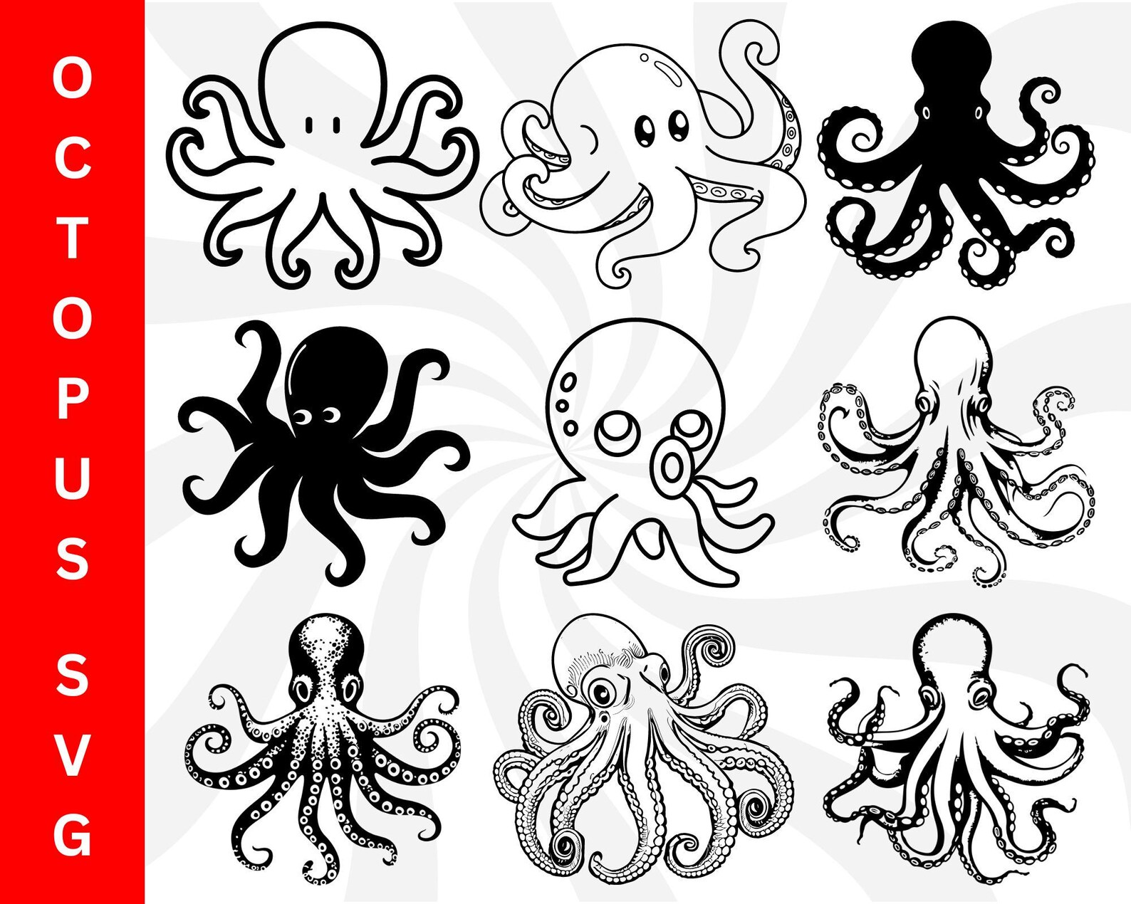 Octopus Svg, Octopus Clipart, Octopus Silhouette, Octopus Cut Files ...