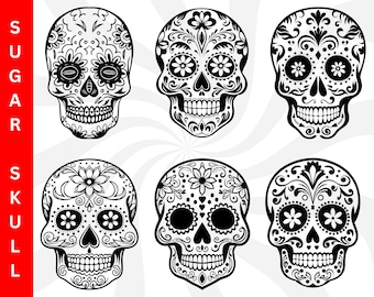 Sugar skull svg, sugar skull clipart, skull svg, skull clipart, floral sugar skull, skull png, skull silhouette, floral sugar svg