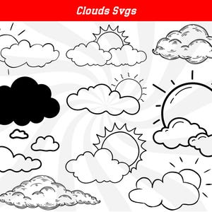 Clouds svg bundle, cloud silhouette, cloud cricut, cloud vector, cloud cut files, weather svg, cloud clipart, cloud png, cloud svg file