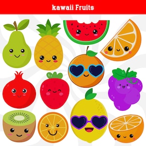 Frutas kawaii svg, clipart de frutas kawaii, svg de frutas, clipart de frutas, svg de frutas lindas, svg de frutas de dibujos animados, svg de naranja, svg de piña, svg de manzana